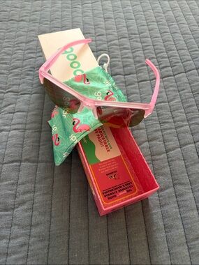 goodr All Shrimp Cleanse Pink Sunglasses with Box and Soft Pouch